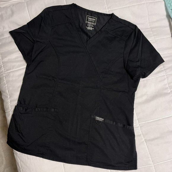 Cherokee Workwear Core Stretch Mock Wrap Top with Instrument Loop - Size M - Picture 1 of 4